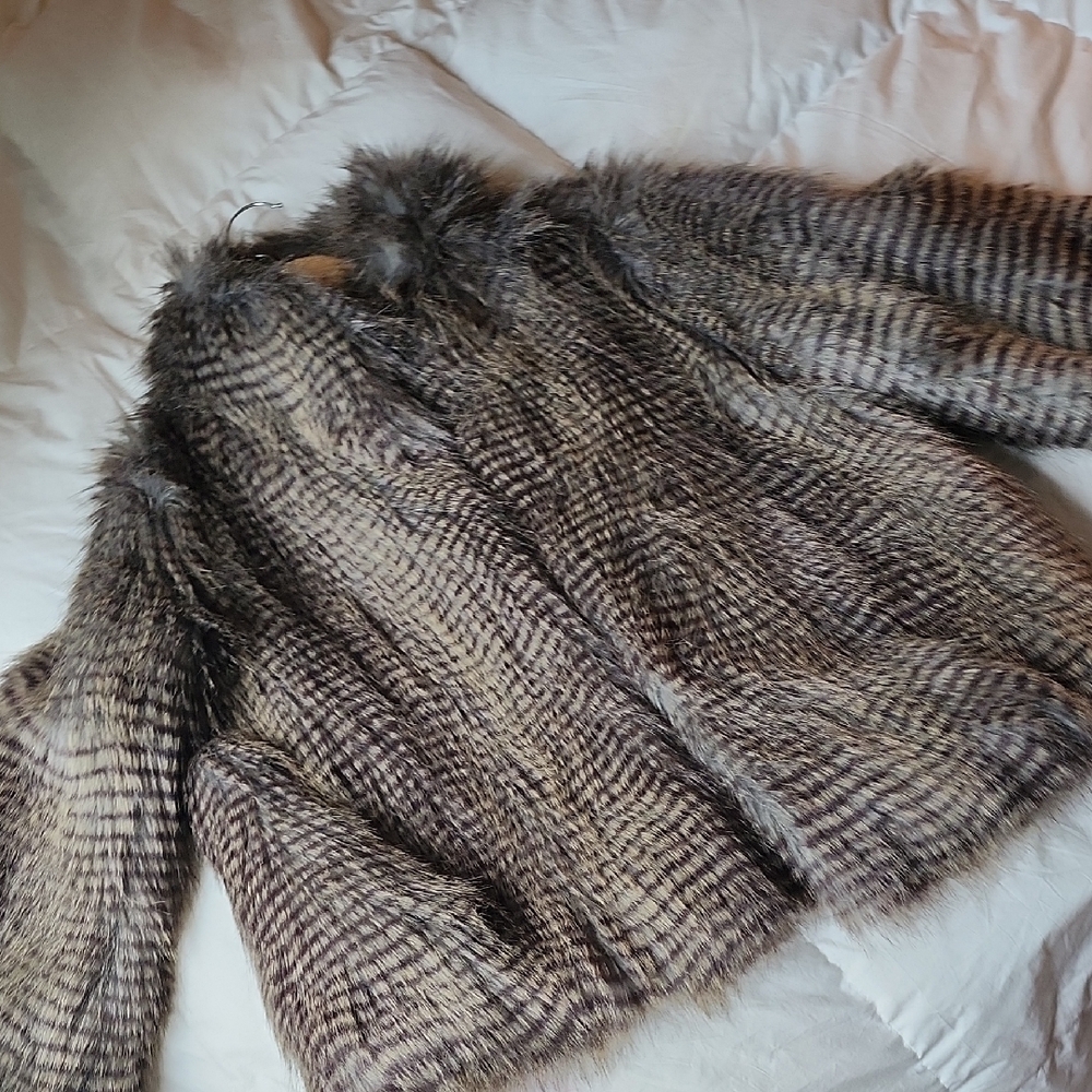 Anthropologie Fancy Women's Faux Fur Jacket - Brown